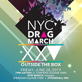 promotional image for 25th anniversary of NYC Drag March