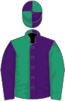 Purple, emerald green (halved), reversed sleeves, quartered cap