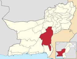 Map of Balochistan with Khuzdar District highlighted