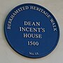 "Blue plaque on Dean Incent's House"