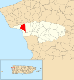 Location of Hatillo within the municipality of Añasco shown in red