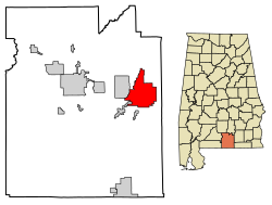 Location of Opp in Covington County, Alabama.