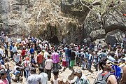 Pilgrims outside the cave Mandhip Khol in Chhattisgarh