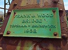 Commemorative plaque on the Frank J. Wood Bridge