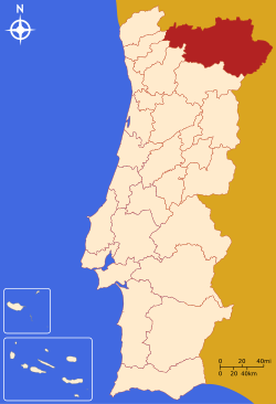 Location of the Alto Trás-os-Montes subregion in continental Portugal