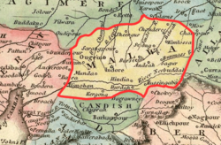 Malwa (highlighted) as per 1823 depiction of India by Fielding Lucas Jr.