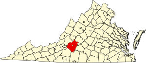 Map of Virginia highlighting Bedford County