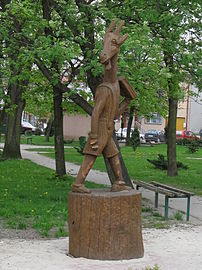 Koziołek Matołek monument in Pacanów square