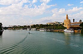 Guadalquivir river over the city of Seville