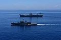 USS Blue Ridge (LCC-19) and Sri Lankan Navy SLNS Sayura and SLNS Samudura ships operate together