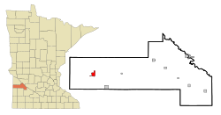 Location of Canby within Yellow Medicine County, Minnesota