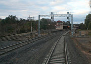 A mix of new and old signalling at Castlemaine station