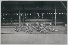 The bedhaya dancers doing a sembah (tribute) to the Sultan of Yogyakarta in 1884.