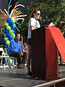 Carly Chaikin emceeing the 2016 NAMI Los Angeles Walk and introducing Secretary of State Alex Padilla