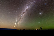 Wide field photo at sunrise with Zodiacal light and airglow 25 December 2011