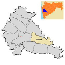 Location of Daund in Pune district in Maharashtra