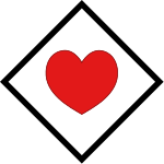 red heart in black square