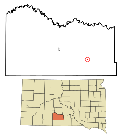 Location in Mellette County and the state of South Dakota