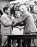 Bobby Jones being presented with the Claret Jug, having won the 1930 Open