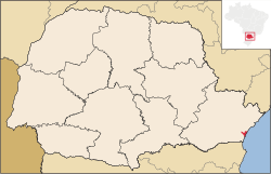 Location of Matinhos in the Paraná