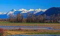 Cheam Range seen from the west near Chilliwack. L to R: Cheam, Lady, Knight (center), Baby Munday, Still, Welch.