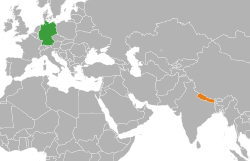 Map indicating locations of Germany and Nepal