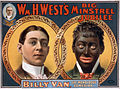 Image 100A lithograph for "William H. West's Big Minstrel Jubilee" from 1900, showing the blackface transformation of Billy B. Van (from Portal:Theatre/Additional featured pictures)