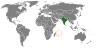 Location map for India and Mauritius.