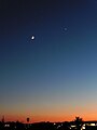 Moon, Jupiter (top), and Venus (right) at dusk seen from Madrid, Spain, on 20 June 2015