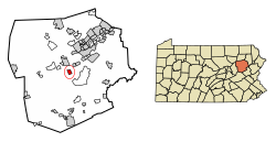 Location of Nuangola in Luzerne County, Pennsylvania.