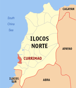 Map of Ilocos Norte with Currimao highlighted