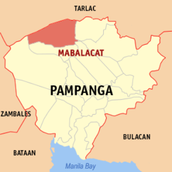 Map of Pampanga with Mabalacat highlighted