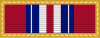 Width-44 Old Glory red ribbon surrounded by gold frame. The ribbon has a central width-3 Old Glory red stripe flanked by pairs of stripes that are respectively width-3 white, width-3 ultramarine blue, width one-half white and width-2 ultramarine blue.