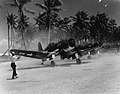 Vought F4U Corsair fighters at Majuro Airfield