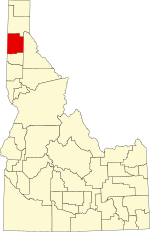 Map of Idaho highlighting Kootenai County