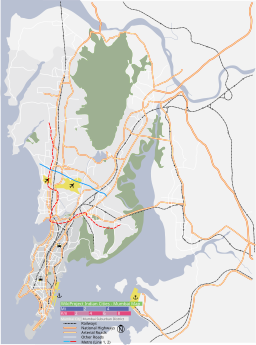 Location of Back Bay within Mumbai