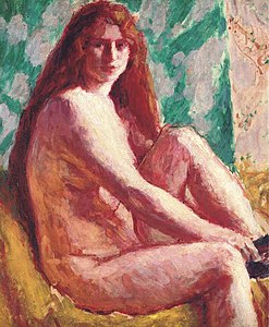 Seated nude with red hair, circa 1900