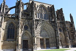 West façade, Abbey-church of Saint-Antoine, Saint-Antoine-l'Abbaye (15th century)