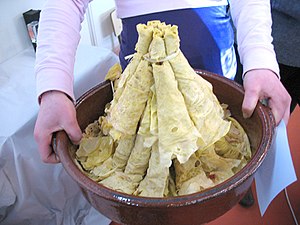 Traditional filloas, crepe-like pancakes