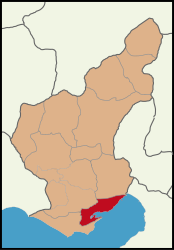Map showing Yumurtalık District in Adana Province