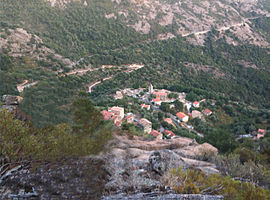 A view of the village from the nearby hillside