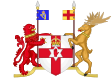 Coat of Arms: St. George's Cross, with the Imperial Crown on top of the Red Hand of Ulster, in the centre