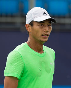 Lu Yen-hsun during practice at the Queens Club Aegon Championships in London, England.