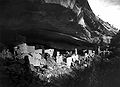Image 12 Cliff Palace Photo credit: Gustaf Nordenskiöld An 1891 photograph of Cliff Palace, the largest cliff dwelling—a structure built within caves and under outcroppings in cliffs—in North America, located in what is now Mesa Verde National Park, Colorado, USA. There are about 150 rooms in the 288 ft (88 m) long structure, although only 25 to 30 of those were used as living space by Ancient Pueblo Peoples. it is estimated that the population of Cliff Palace was roughly 100–150 people. More featured pictures