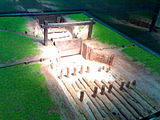 A model of the sluice of Nanyue; It is the oldest, largest, and most well-preserved example of sluice from that time period.[6]