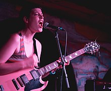 Dana Margolin of Porridge Radio performing at the Shacklewell Arms in Dalston in 2016