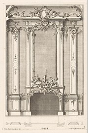 Rococo reinterpretations of the Corinthian order in an design for an interior, by Franz Xaver Habermann, 1731-1775, etching on paper, Rijksmuseum, Amsterdam, the Netherlands