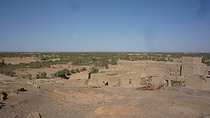 Panorama of the oasis of Tafilalet, seen from the ksar of Tingheras (Rissani).
