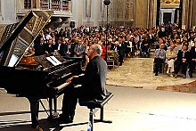 Colour photograph of Ludovico Einaudi performing live in 2008