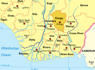 Map of southern Nigerian states